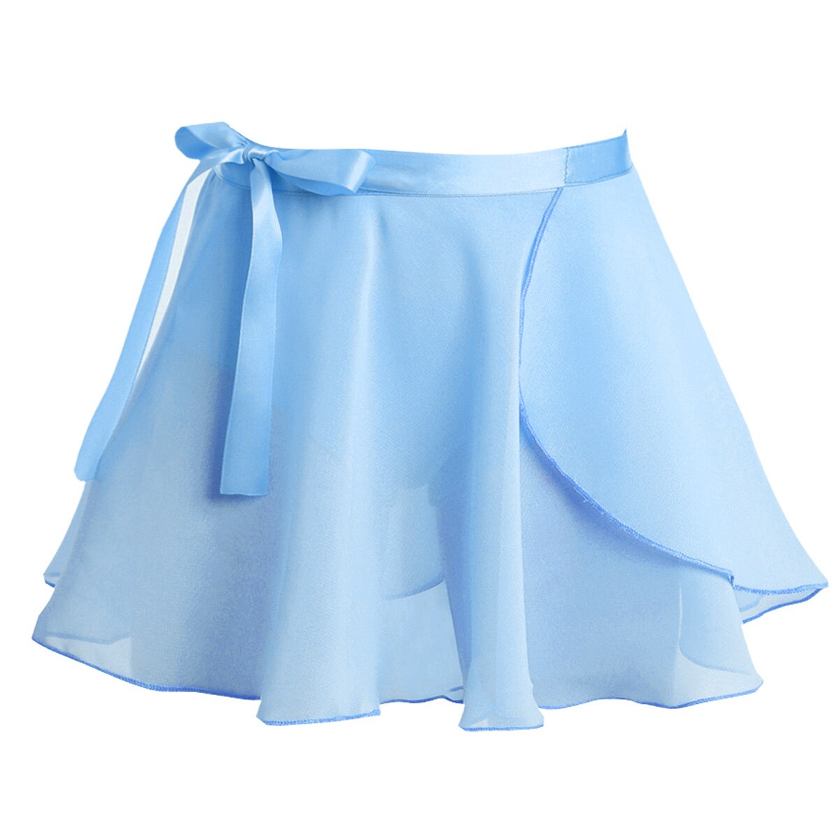Crianças ballet dança saias chiffon bailarina dança básica clássico mini envoltório saia meninas criança desempenho traje festa tutu saia: Light Blue / 16