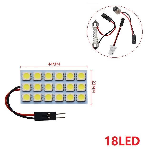 6 9 12 15 24 SMD 5050 LED Auto Panel de luz lectura bombilla tipo cúpula Interior del coche techo mapa lámpara T10 W5W C5W C10W Festoon 3 Base adaptadora: Azul oscuro