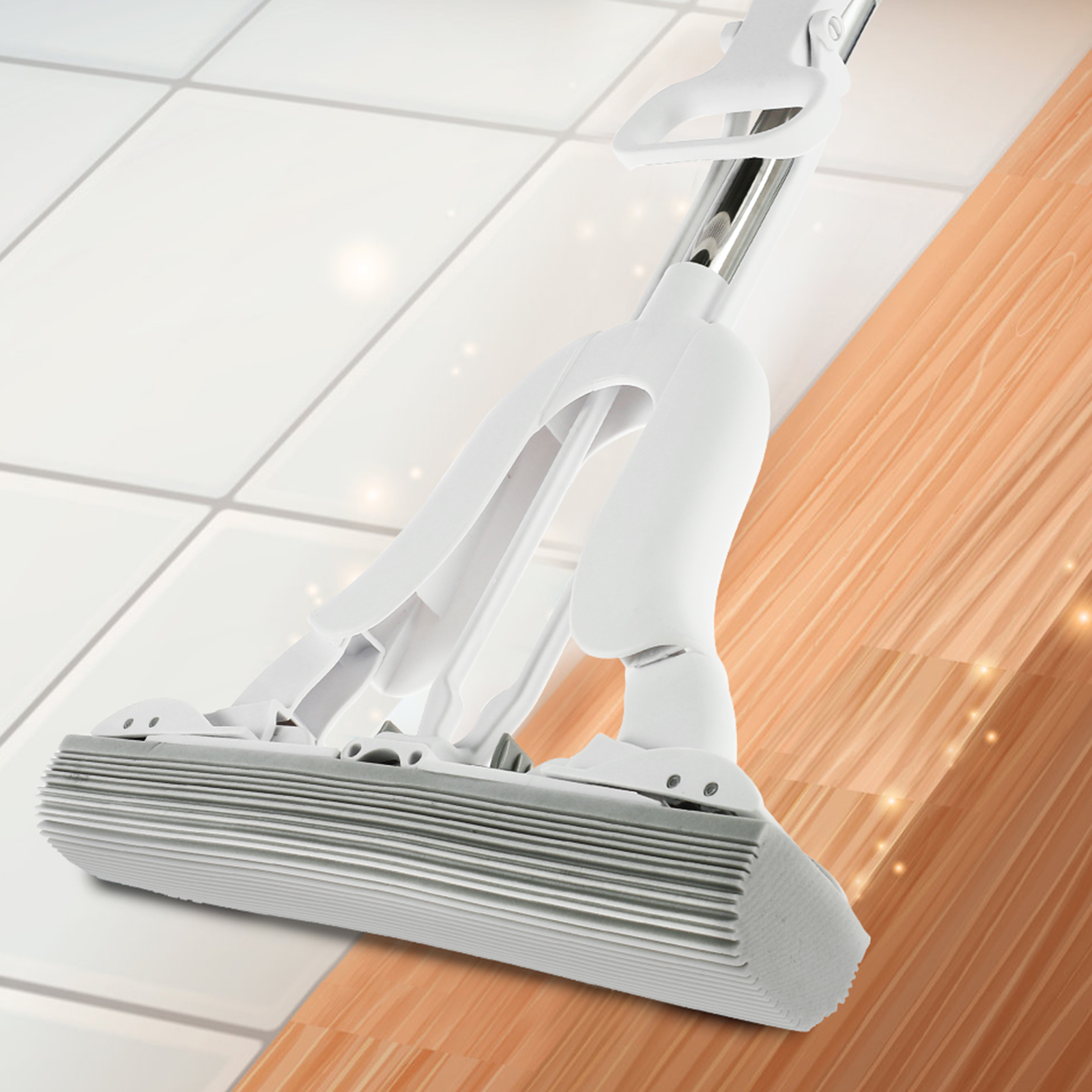 Sponsvloermop PVA Superabsorberende sponsmop Nat en droog gebruik met sponskop Zelfwringende sponsrolmop voor thuisvloer