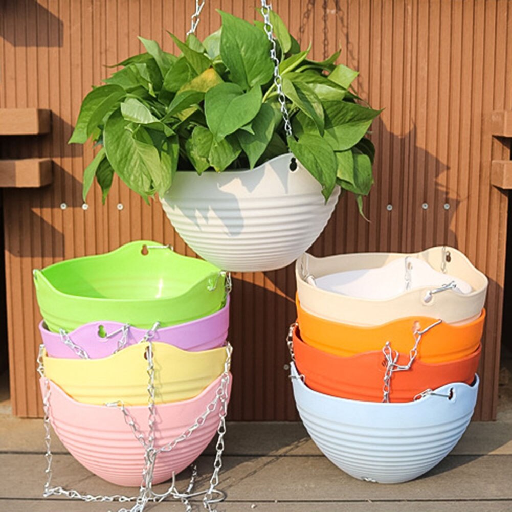 Plast hengekurv blomsterpotte med kjede hjem hage balkong macrame plante henger dekor hks 99