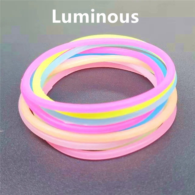 10pcs Black Silicone Bracelets Punk Rock Rubber Band Hip Hop Wristbands Elastic Hairbands Ponytail Scrunchie Bangle Accessories: Rhodium Plated