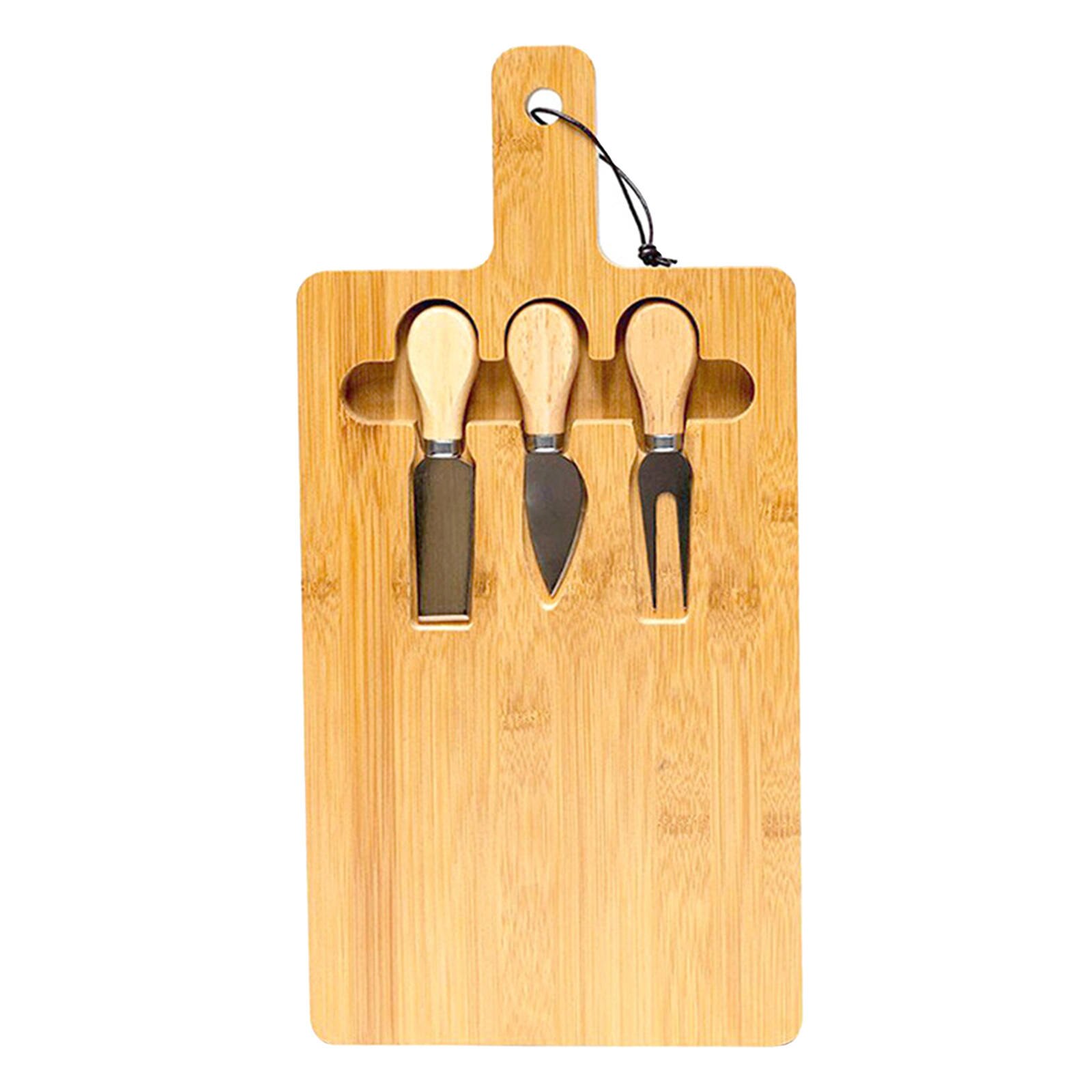 Kaas Board &amp; Mes Set Premium Bamboe Hout Board &amp; Slate Plaat