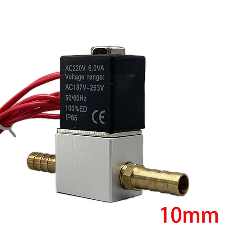 Électrovanne électrique pneumatique 12V 24V 220V, 2 positions, 2 ports, vanne magnétique d'air normalement fermée, connexion de tuyau 6mm 8mm