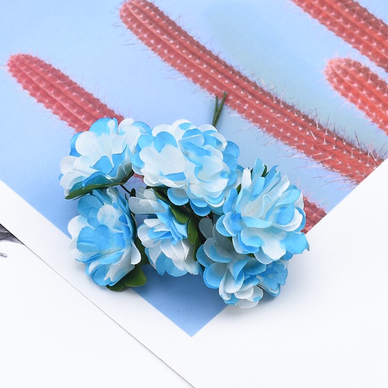 6 stykker papir nellike blomster dekorativ krans brud håndled broche juleblomster gør det selv bryllup boks kunstige blomster: 2