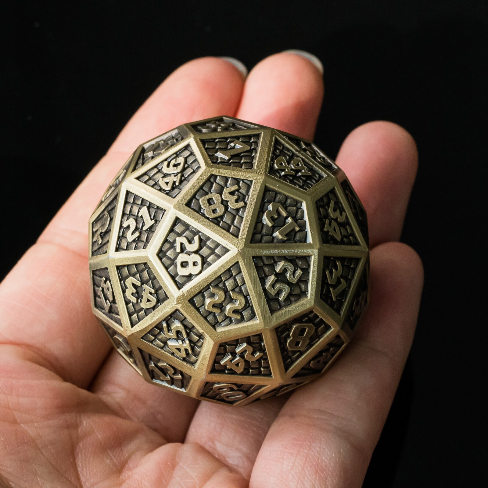 Cusdie 60 Sided Dice Giant Ancient Metal Dice D60 Dice DND Dice for D&D Role Playing Game MTG Pathfinder: Ancient Bronze