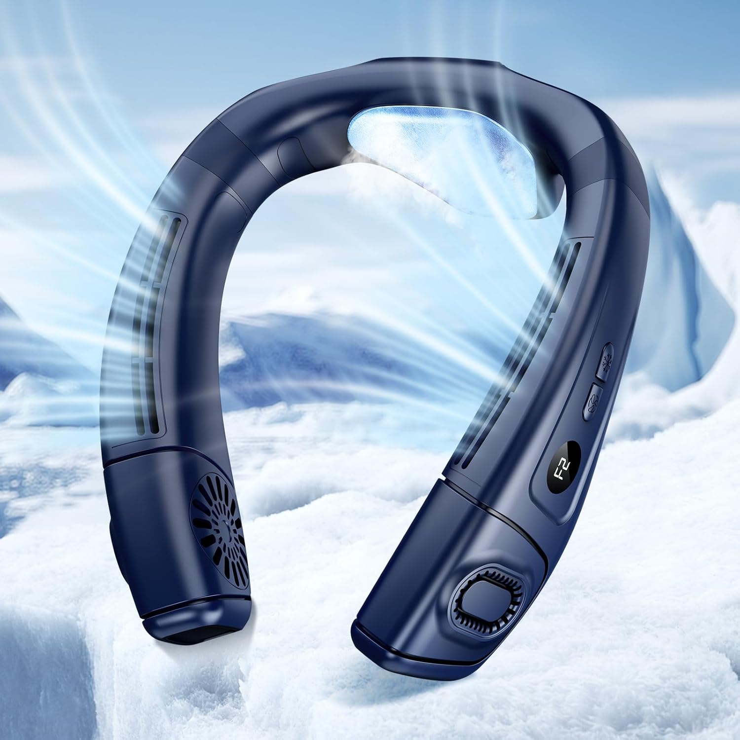 Neuer Halsventilator, bläst kalte Luft, 5200 mAh, batteriebetrieben, wiederaufladbar, tragbar, Kühlgerät, Ventilator, blattloser Ventilator, persönlicher Ventilator für den Außenbereich