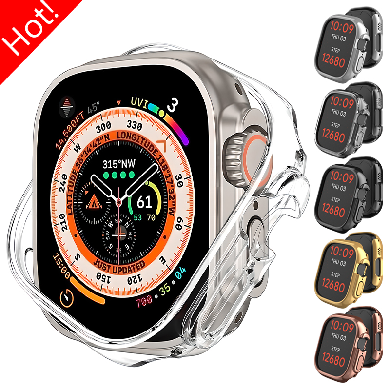 Hoesje Voor Apple Watch Ultra 2 49Mm 9 8 7 45Mm 41Mm Harde Pc Beschermhoes Holle Frame Iwatch Serie 6 Se 5 4 4 44Mm 42Mm 40Mm