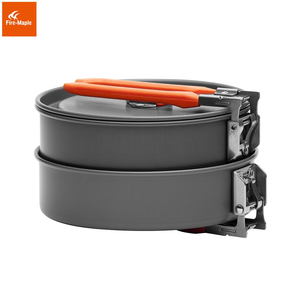 Fire Maple Feast 1 Outdoor Camping Hiking Cookware Backpacking Cooking Picnic Pot Pan Set Foldable Handle 1-2 Persons FMC-F1