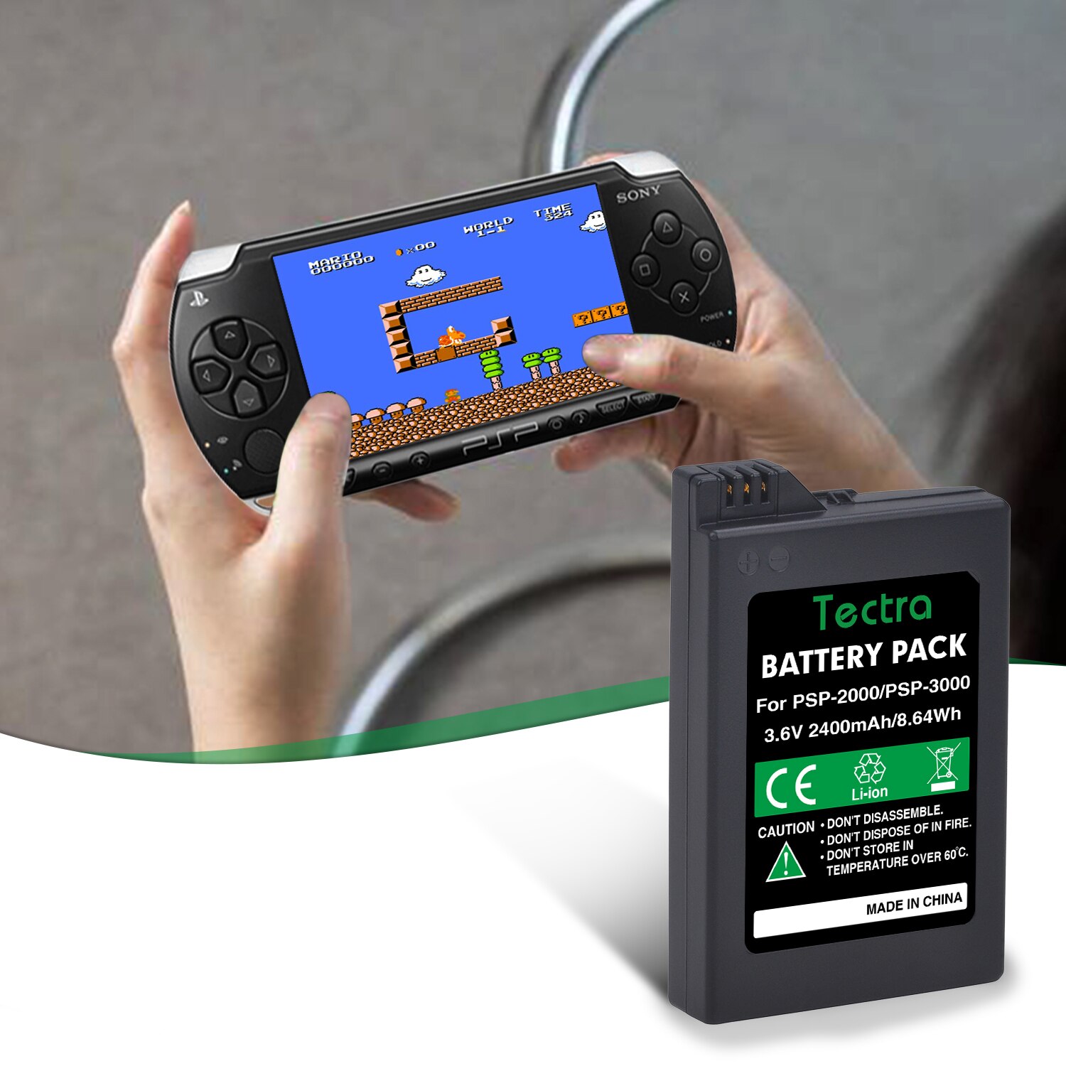 2400Mah Batterij + Led Oplader Voor Sony Psp 3000 Psp Slim 2000 PSP-S110 Console, PSP-2001, PSP-3000, PSP-3001, PSP-3002, PSP-3004