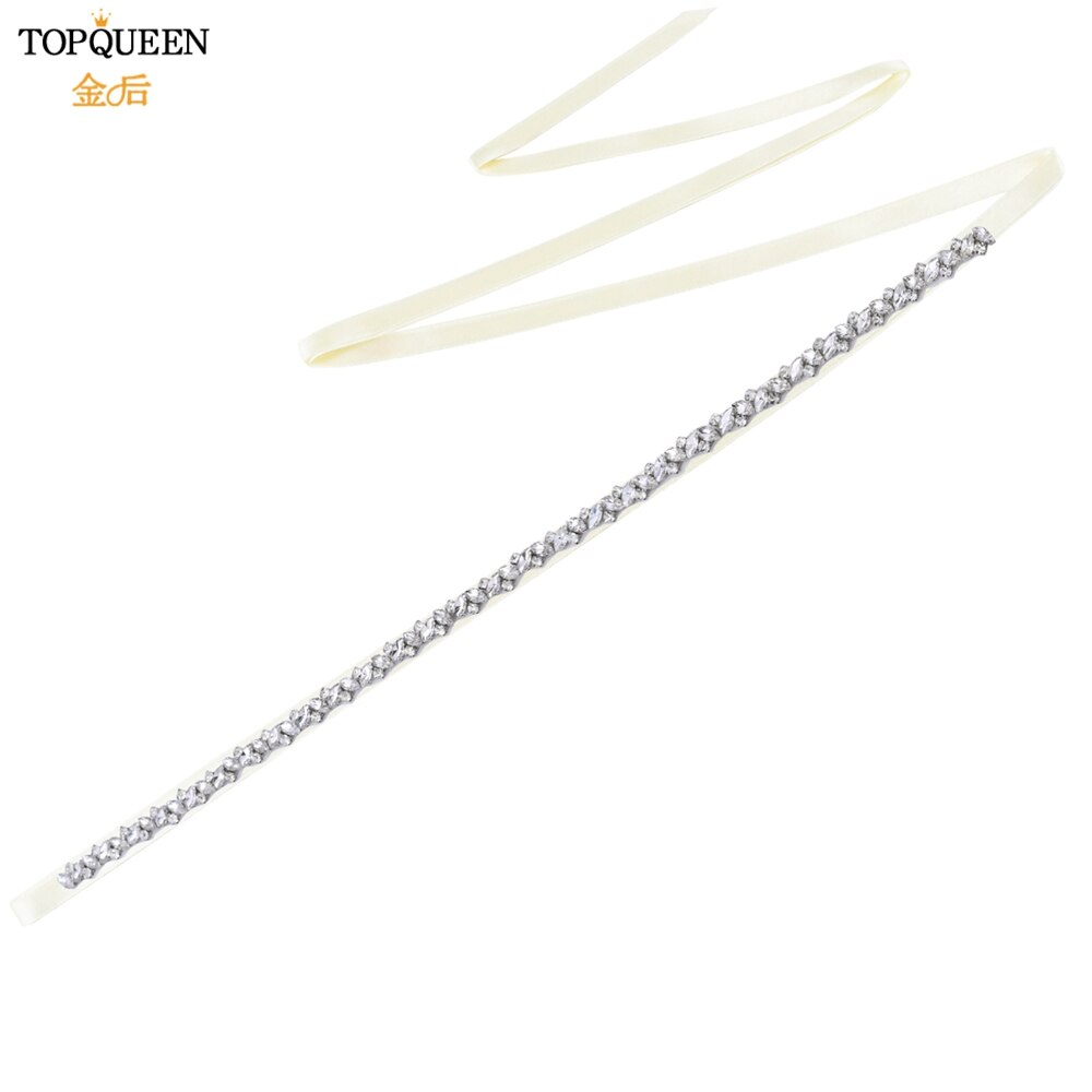 Topqueen S404 Zilveren Steentjes Riem Bruids Trouwjurk Accessoires Vrouwen Diamonds Party Gown Avond Sash Kleding Applicaties: ivory ribbon