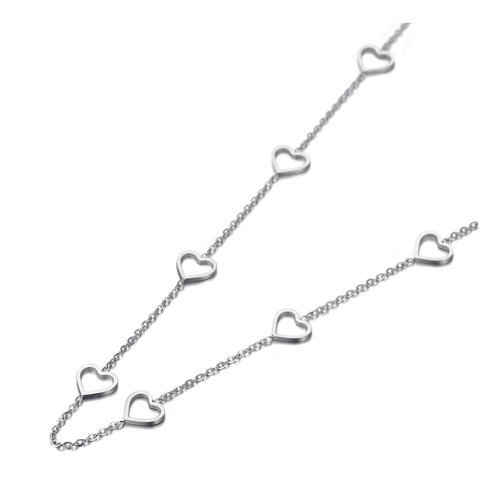 Lokaer Trendy Titanium Stainless Steel CZ Crystal Love Heart Choker Necklaces For Women Girls Chic Charm Pendant Necklace N19202: Steel