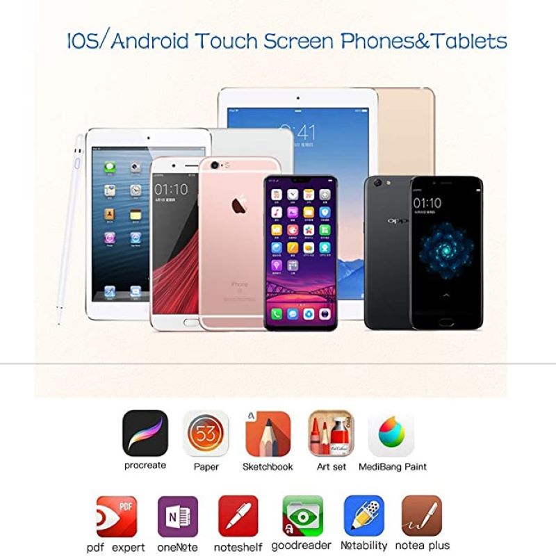 Stylet numérique actif pour écrans tactiles compatible avec iphone 6/7/8/ x/xr, ipad, samsung, téléphones et tablettes