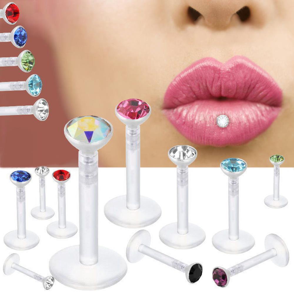 Lot de 14 pièces Bioplast Flexible Labret goujon lèvre Piercing anneau 16g oreille Cartilage Tragus hélice Piercing filles bijoux