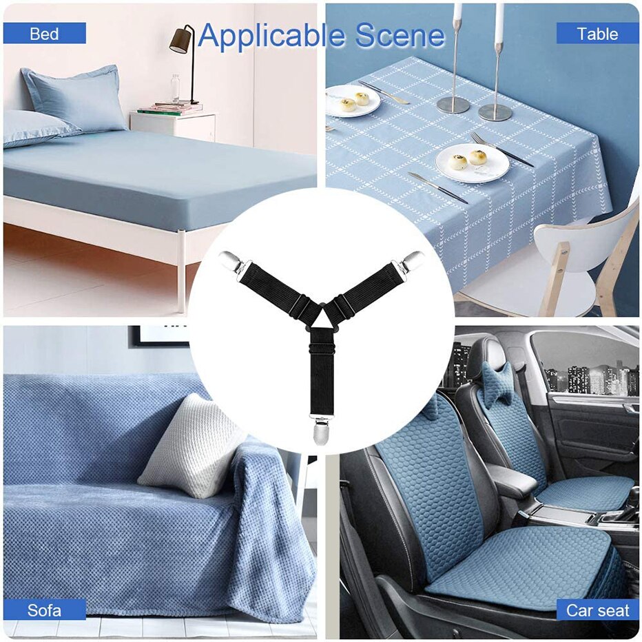 4Pcs/set Elastic Bed Sheet Holder Belt Fastener Bed Sheet Clips Home Textiles Bed Clip Mattress Blankets Bed Holder Gadgets
