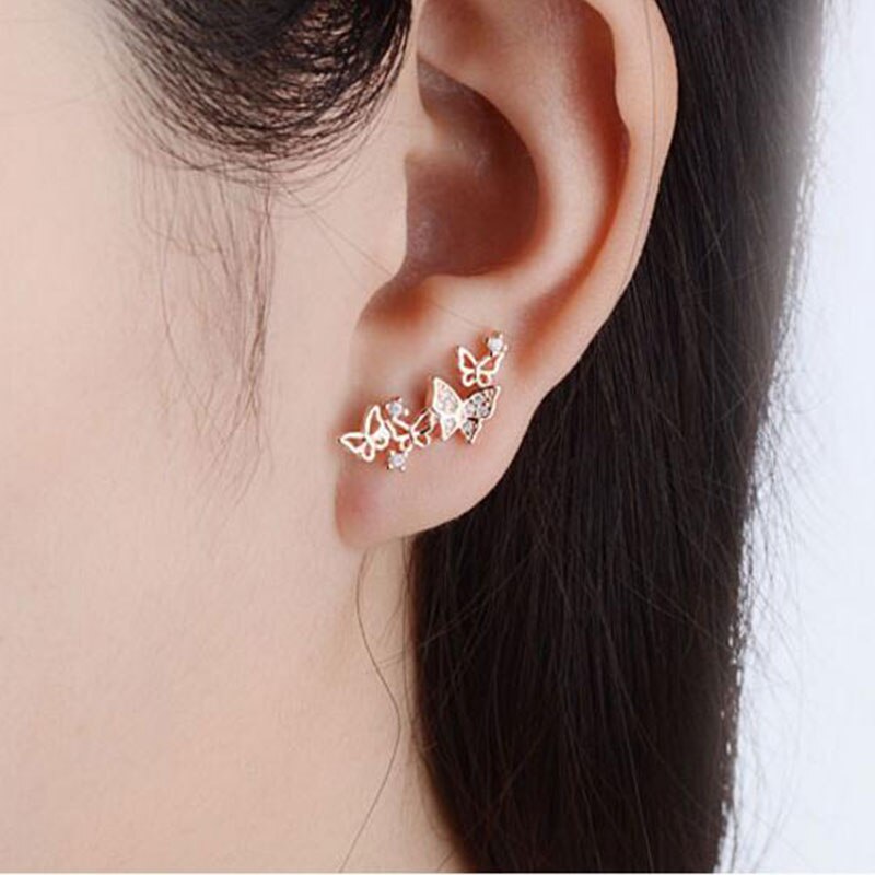 Anenjery argent couleur offre spéciale coréen noeud papillon Zircon boucles d'oreilles pour les femmes pendientes Oorbellen Brincos S-E355