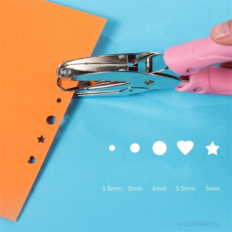 design creativo rosa perforatore a foro singolo tagliacarte a fogli mobili Multi forma manico morbido perforatore per forniture scolastiche per ufficio