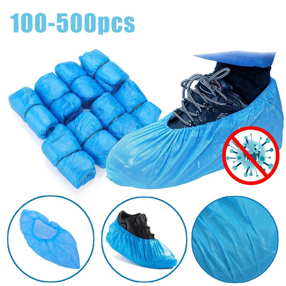 500Pcs Disposable Plastic Anti Slip Boot Safety Shoe Cover Cleaning PVC Plastic Over Shoes Shoe Boot Covers Carpet Protectors