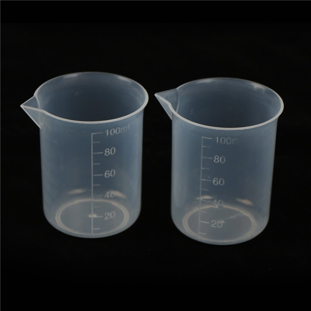Jarra de plástico transparente para laboratorio, 2 uds., 100mL