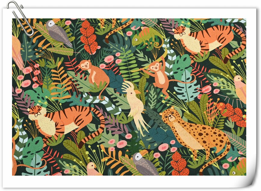 wide110cm Cotton Fabric jungle animal leopard Print For Child Cloth Patchwork Sewing DIY Dress Home Decor Fabric Material