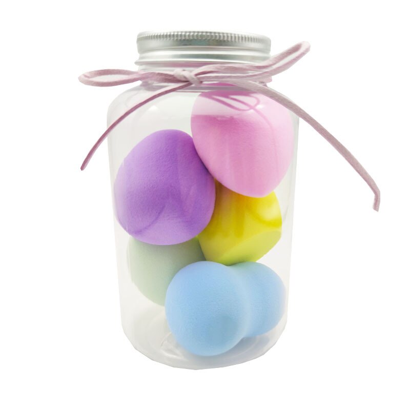 5pcs/jar beauty sponge cosmetic makeup sponges foundation puff red velvet make up 2 drops water 2 oblique cuts 1 gourd shape