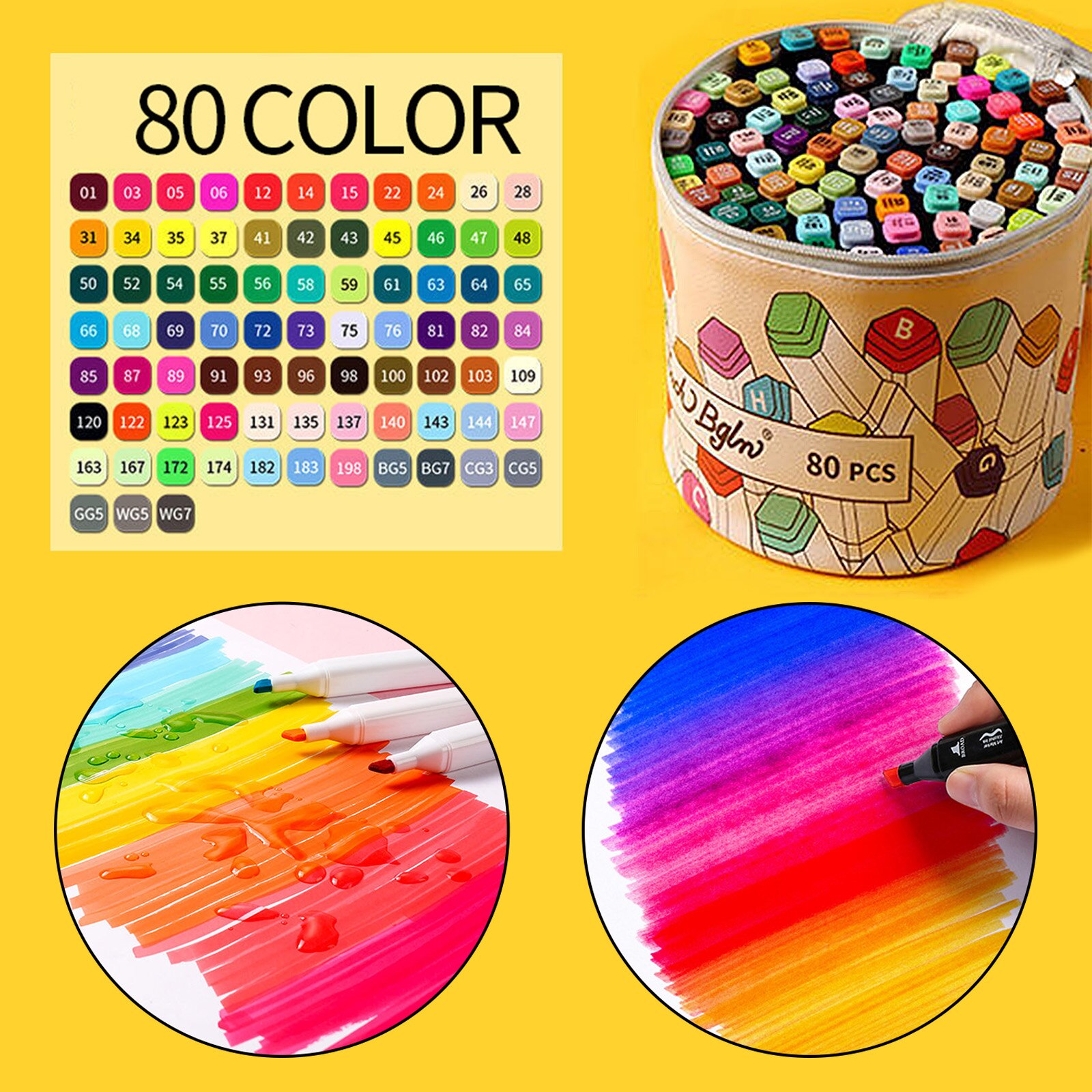 Twin Tip Marker Pen Sketch Brush Markers 15.3cm for Journaling Note Taking: 80 Color