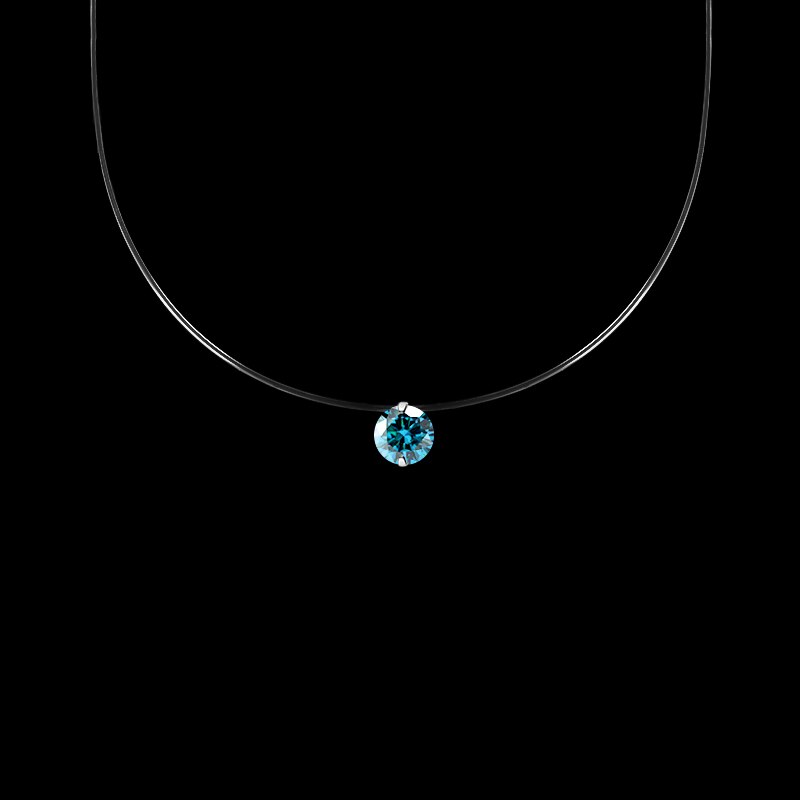 SHUANGR-collar de hilo de pescar transparente para mujer, Gargantilla con diamantes de imitación, 9 colores: 6mm blue