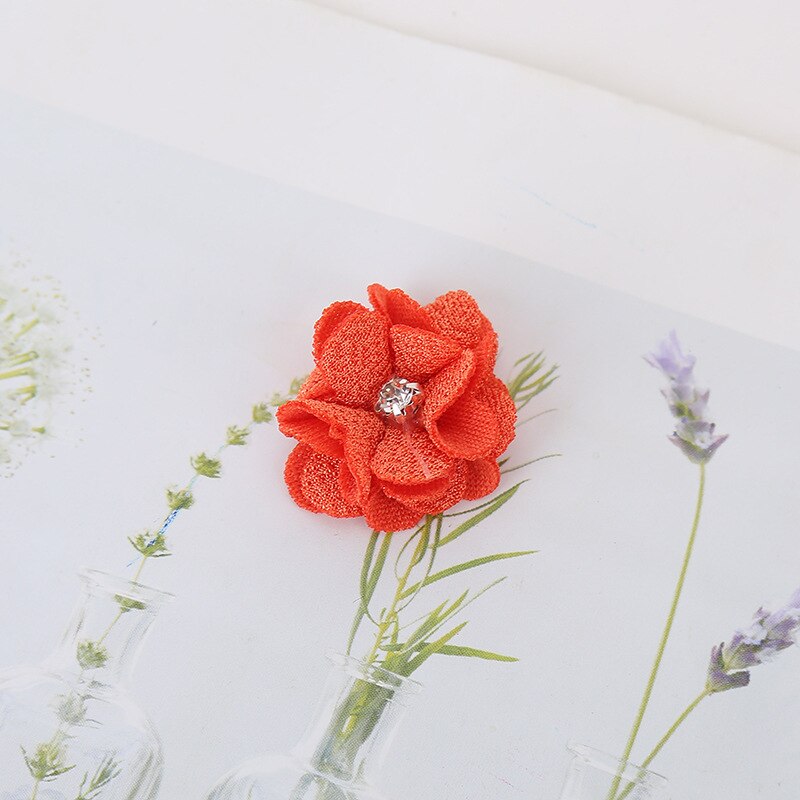 10 stks/partij Multi Kleuren Handgemaakte Kleine Stof Satijnen Bloemen met Rhinestone Applicaties Naaien Bruiloft Kleding Accessoires Bloemen: 9