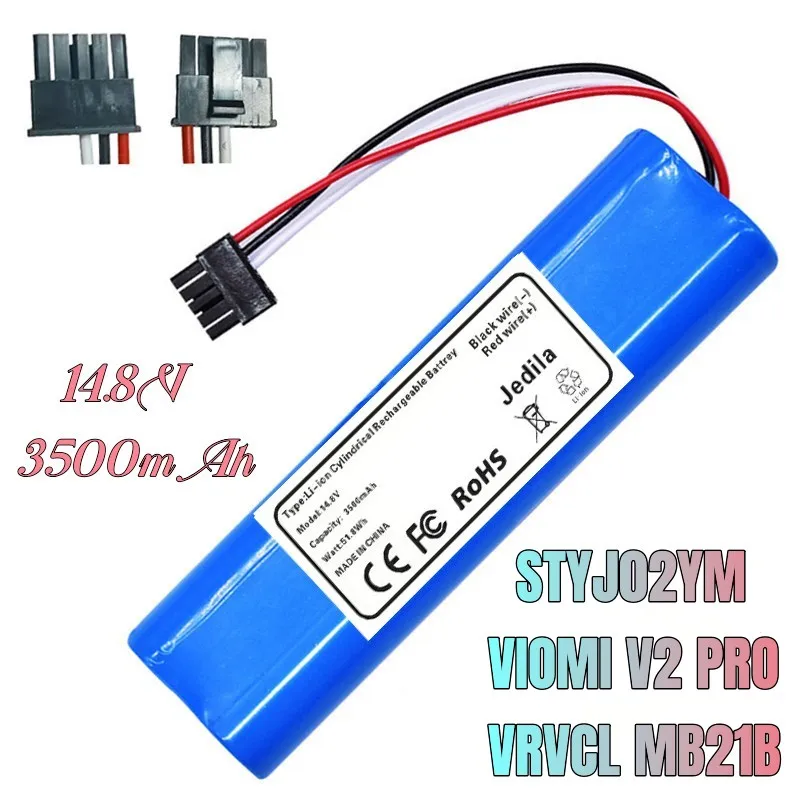 100% . Paquete de batería de litio recargable de 14,8 V 3500 mah 18650, adecuado para Viomi V2 Pro, Vrvcmb21b y Styj02ym...