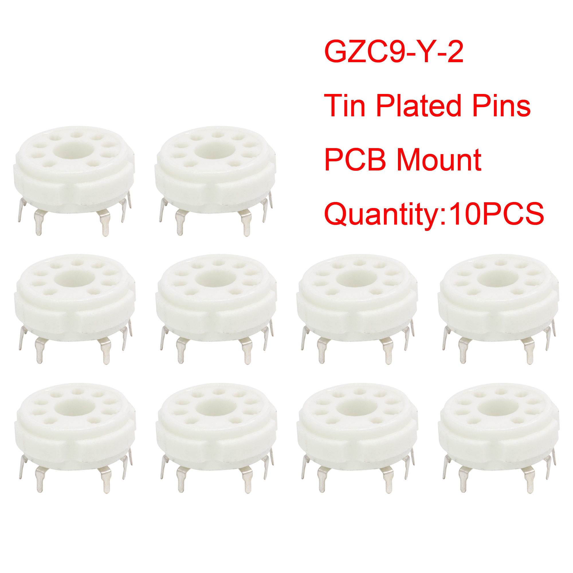 9pin Ceramic Tube Socket Valve Base for EL504,EL519,PL519,EL502,6LQ6,7868 Vintage Audio Amplifier DIY PCB Chassis Mount: green
