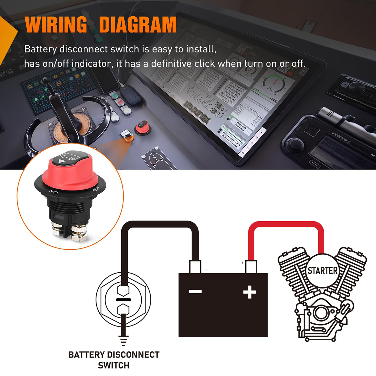 DC 12V 50A 100A 200A 300A Car Rally Battery Switch Disconnecter Power Isolator Cut Off Switch Kit For Truck Car Motorcycle Boat