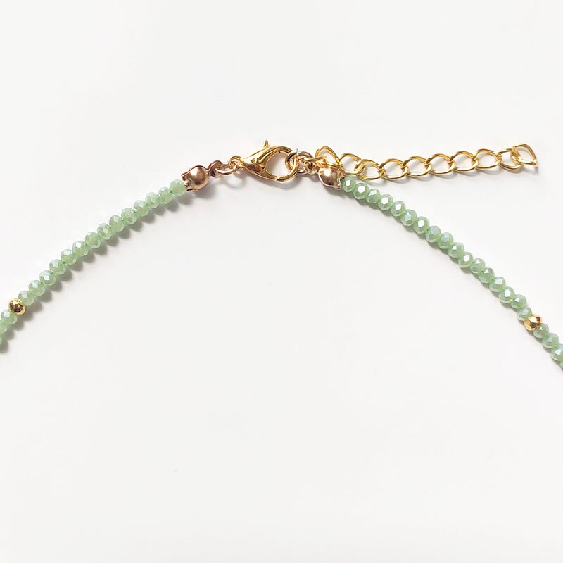 Summer Crystal Beaded Necklace Women Exquisite Versatile Neck Accessories Light Green Beadsцепочка На Шею Женская
