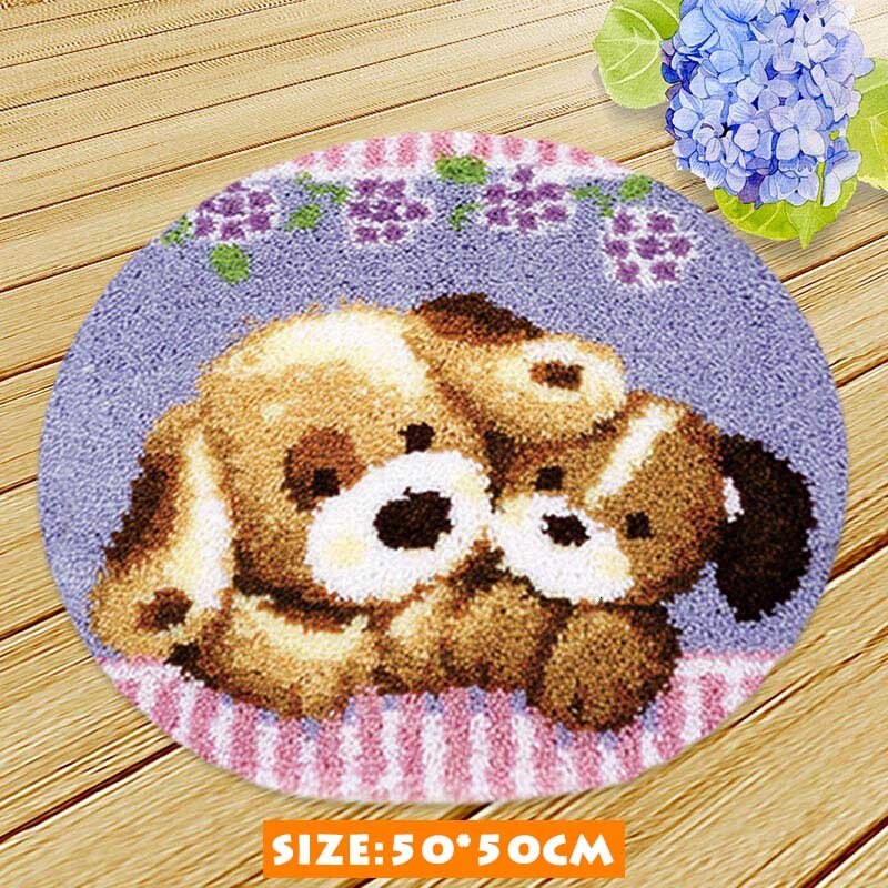 Knooppakket Klink Haak Kleed Bloemen Kits Diy Handwerken Mat Borduurwerk 3D Kat Hond Klink Haak Kussen Bloem Kit Almofadas Smyrna: ZD057