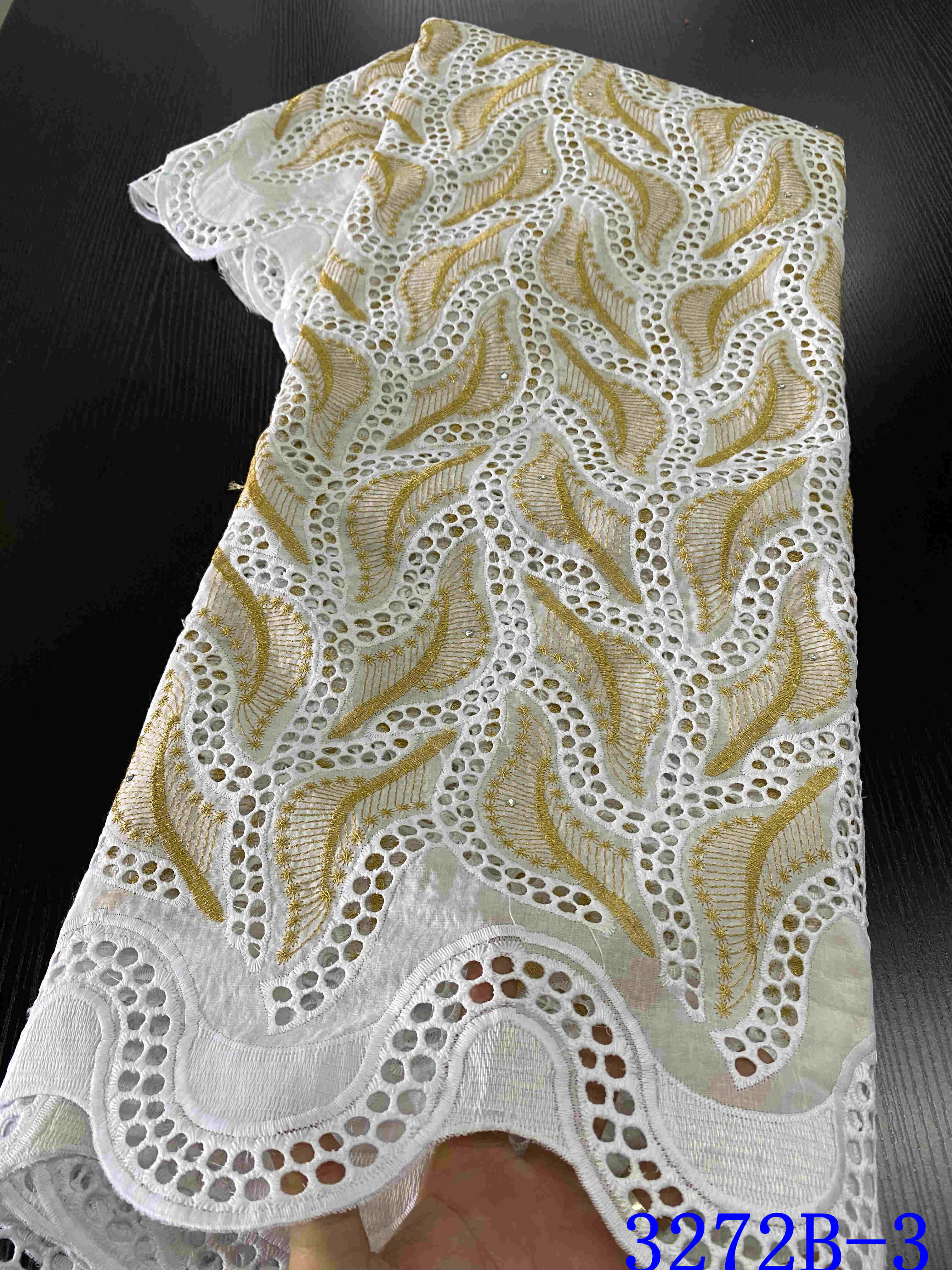 Wit Katoen Voile Kant In Zwitserland Afrikaanse Droge Kant Stof Kant Nigeriaanse Kant Stoffen Voor Kleding YA3272B-3