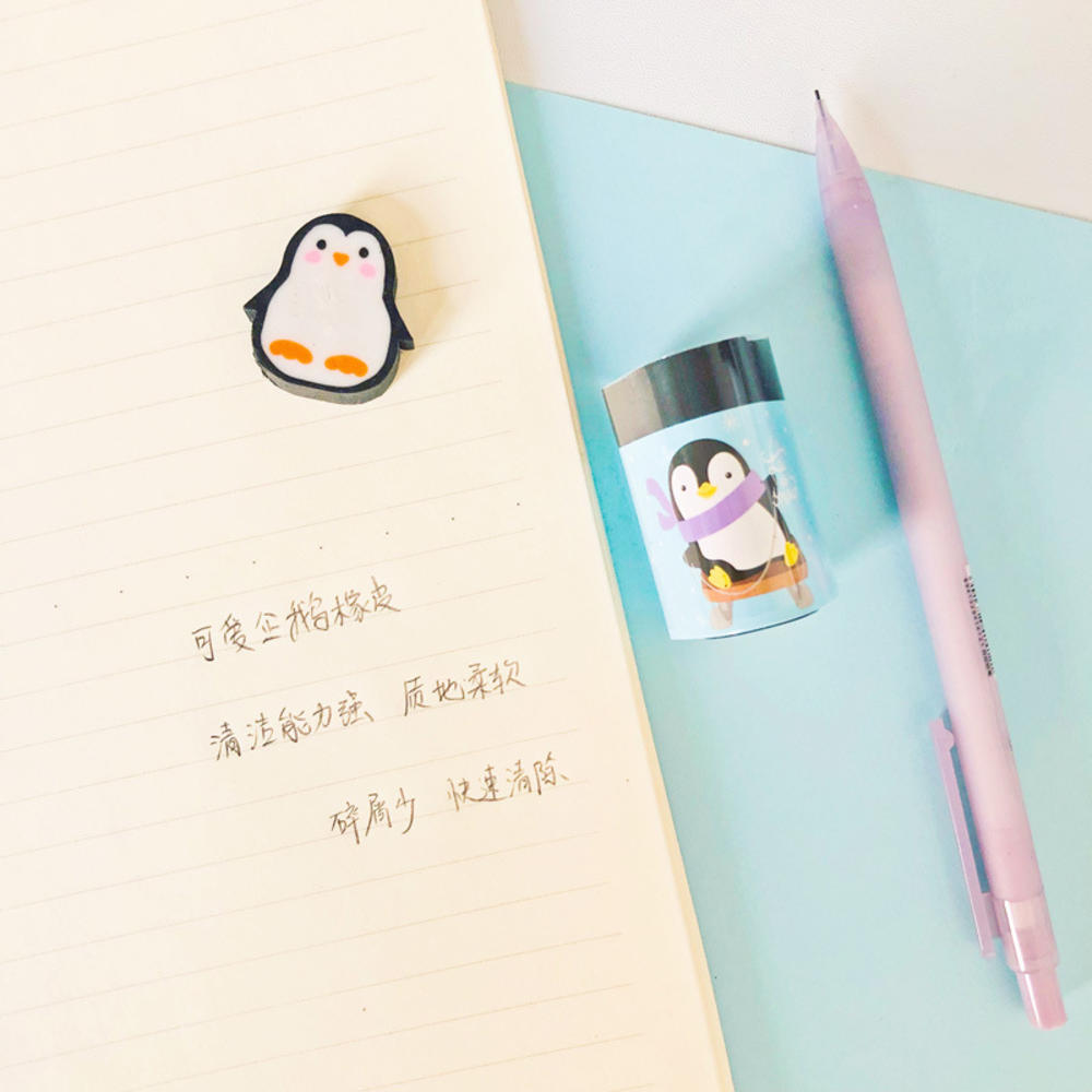 1 stk pingvin form viskelæder studerende papirvarer gummi blyant viskelæder skole kontorartikler