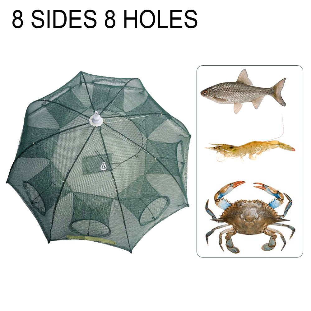 Galvanized Nylon Fishing Net Fish Crab Crayfish Lobster Catcher Pot Automatic Trap Collapsible Trap Cast Keep Net Umbrella Cage: C3