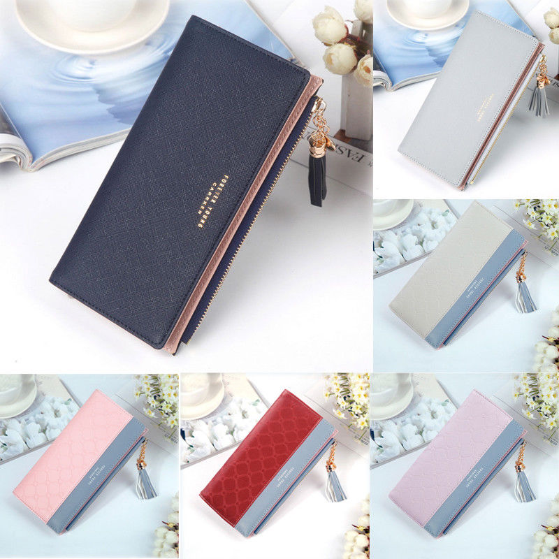 Women Wallet Lady Clutch PU Leather Wallet Long Card Phone Bag Case Purse Lovely Evening Handbag Tassel Vintage