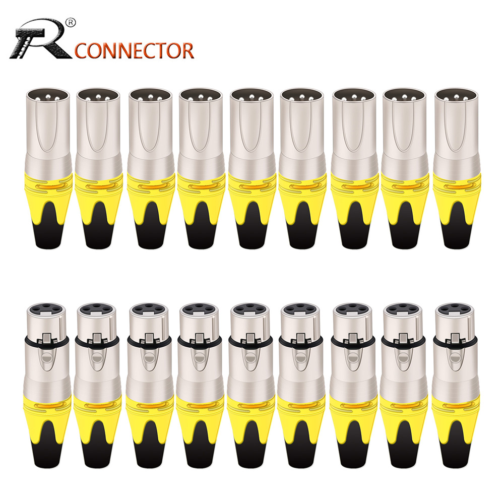 20pcs/10sets Colorful 3Pin XLR Female Jack Male Plug 3Pole XLR Socket Audio Microphone Cable Wire Connectors Power Adapter