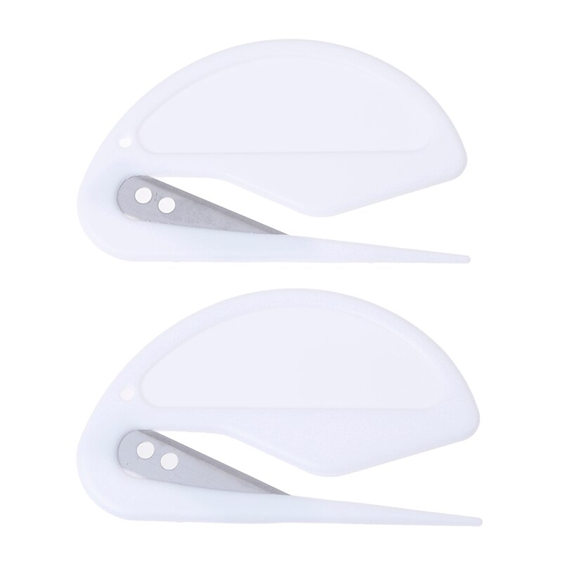 Abrecartas de plástico para uso en oficina, herramienta de corte con hoja guardada, abridor de sobres de seguridad, Mini afilado, 2 unids/lote