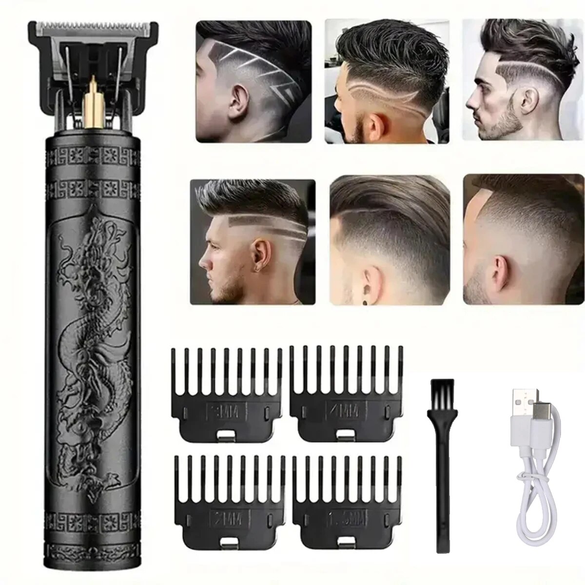 T9 USB elektrische tondeuse voor mannen Haarsnijmachine Oplaadbare man scheerapparaat Trimmer Kapper Technische baardtrimmer: Blauw