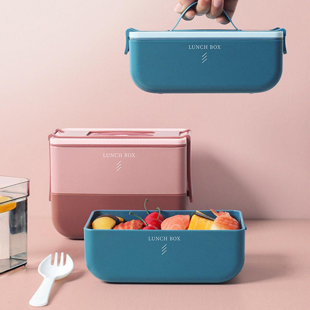 Rectangle Lunch Box Double-layer Food Storage Lunchbox Microwave Heating Food Container Bento Box Kitchen Organizer Food Box
