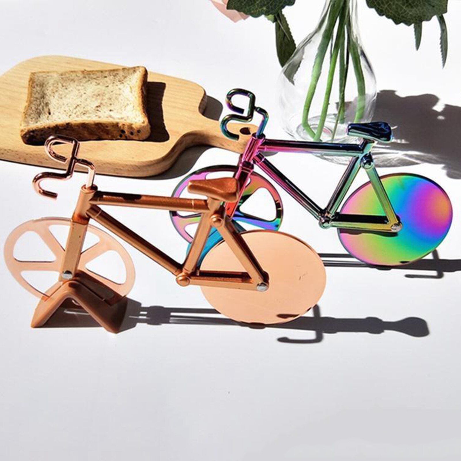 Bicycle Pizza Cutter Bike Roller Pizza Slicer Kitchen Pizza Cutter Orange