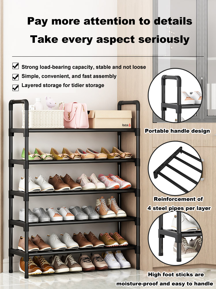 Black Elevated Shoe Rack Small Simple Multi-layer Shoe Cabinet Home Entrance Rental Housing Dormitory Storage Rack