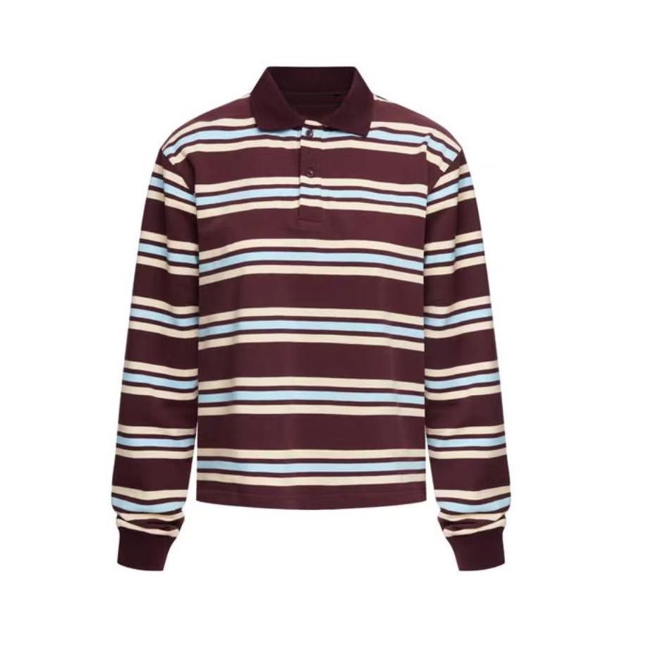 Sommar dam pikétröjor kvinna långärmade crop tops randiga vintagekläder pikétröjor mujer streetwear casual toppar bruna: M / Mörkbrun