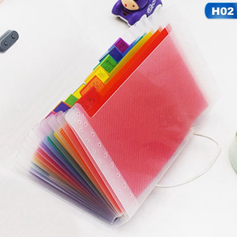 High Capacity Plastic A6 File Folder 13 Pockets Paper Document Organ Bag Office School File Bag Colorful Rainbow A6 File Folder