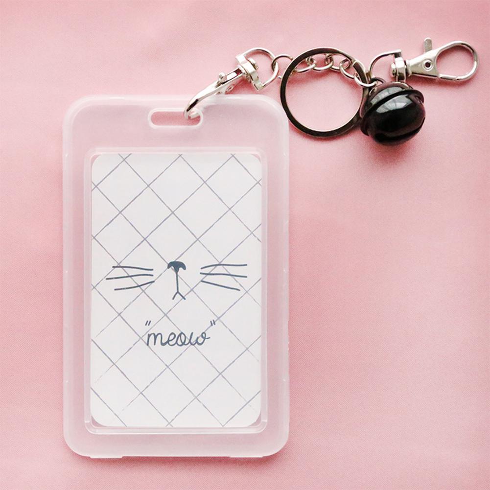 Carte bancaire carte d'identité Bus porte-carte sac avec cloche chaîne dessin animé Transparent porte-carte en plastique porte-carte porte-clés manchon ensemble r57: Bleu marine