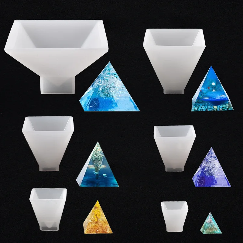 Moule pyramide 3D en Silicone, pour bricolage, cristal UV époxy, cône triangulaire cubique, décoration de la maison, Arts et artisanat pour modèle en résine