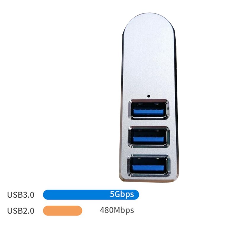 Premium 3-Poort Aluminium Mini Usb 3.0 Hub ,90 °/180 ° Graden Draaibaar, voor Pc, Laptop, Notebook Pc, Xps En Meer