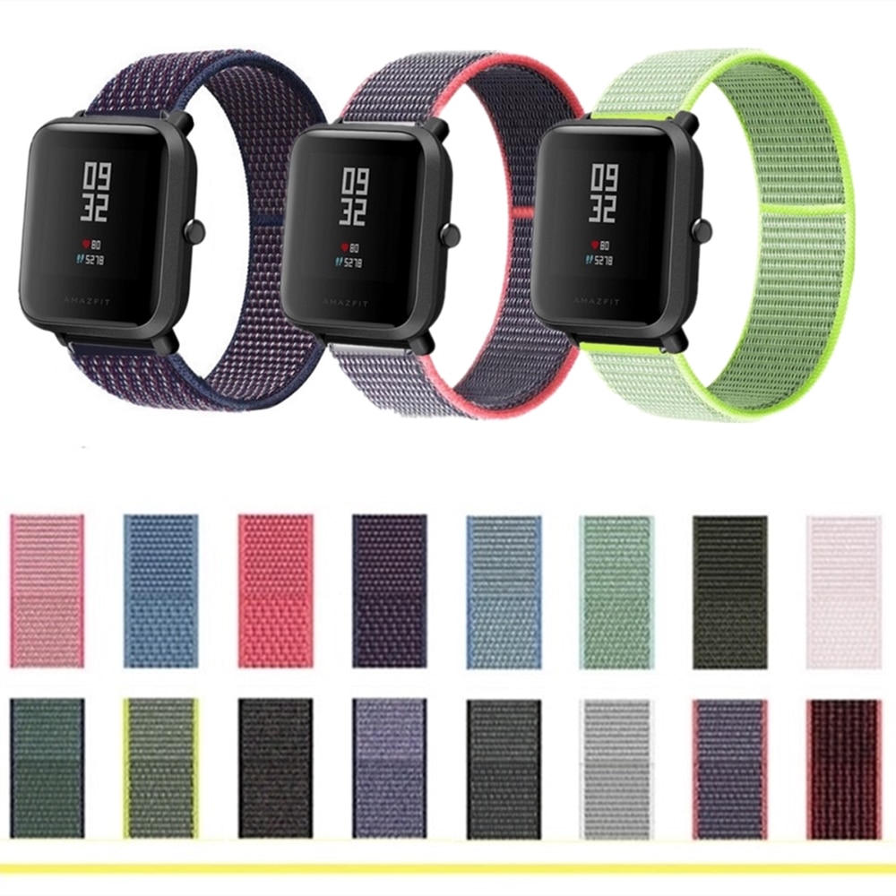 Esporte laço tecido pulseira de pulso para xiaomi huami amazfit gts gtr 42mm respirável faixa de relógio ajustável para amazfit bip lite