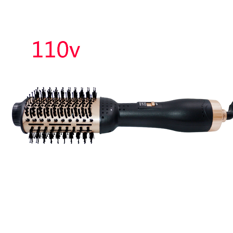 2 em 1 ouro ar quente escova de ar fresco pente modelador cabelo secador 360 rotação multifunções straightner cabelo curling ferro: 110V-120V / UK