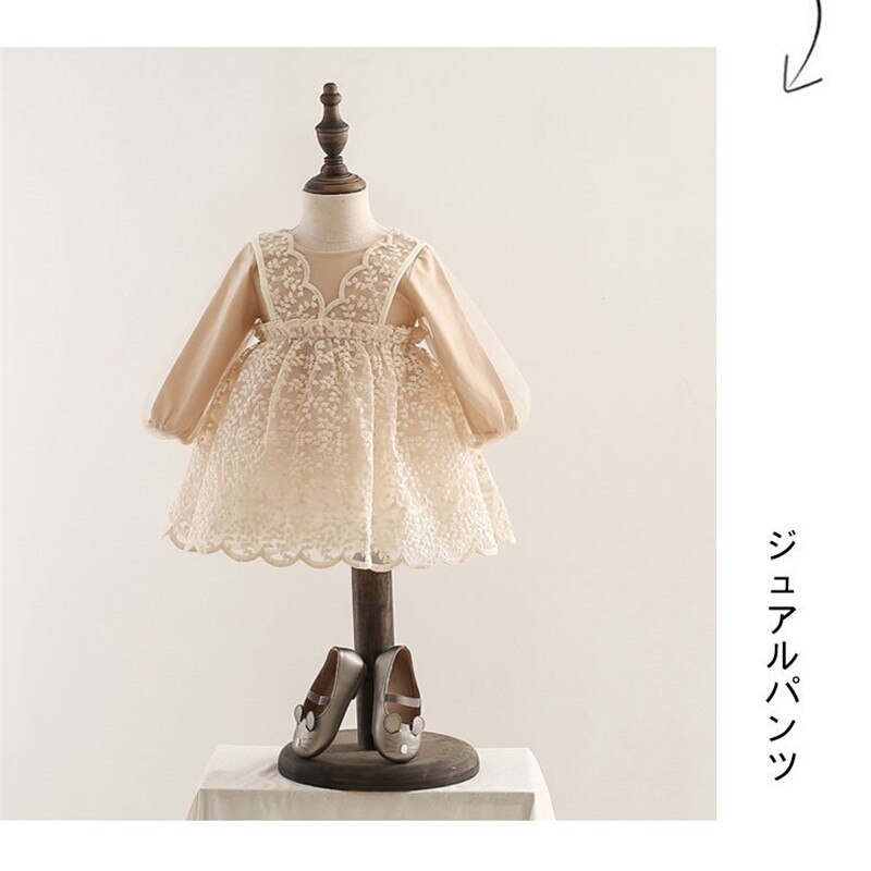 Vestido da menina do bebê roupas da menina do bebê rendas princesa crianças meninas outfits longsleeve vestido de baile da criança roupas da menina para o traje elegante